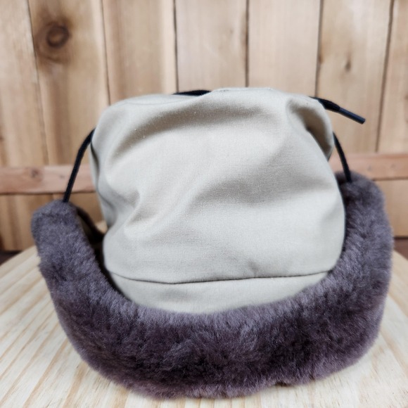 Vintage Eddie Bauer Hat Cap Fitted Mens Large Tan Goose Down Fur Earflap 80s - Picture 4 of 7